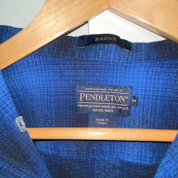Pendleton Medium Flannel Blue Navy Mens Medium - Picture 6 of 12